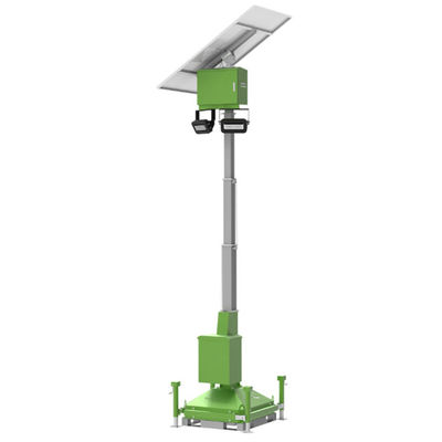 برج ضوء شمسي متنقل برج إضاءة مؤقت 2 * 50W LED لإضاءة الشوارع