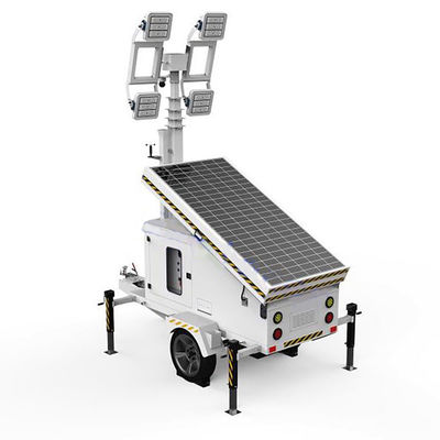برج مضيء متنقل برج إضاءة يعمل بالطاقة الشمسية مع 4 * 100W LED لإضاءة إنقاذ الكوارث