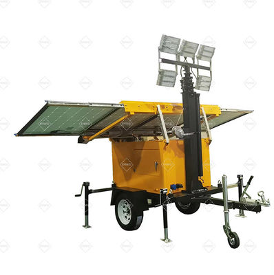 مقطورة شمسية محمولة مثبتة 4 * 100W أضواء LED لإضاءة المنتزهات الصناعية الكيميائية