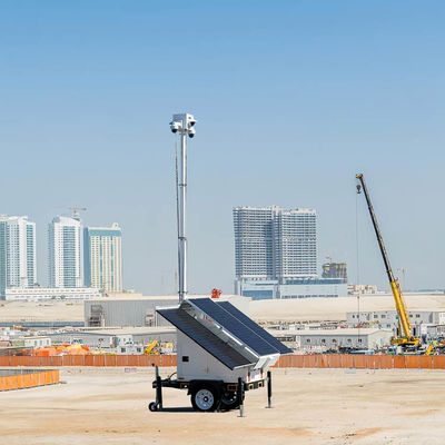 مقطورة مراقبة تعمل بالطاقة الشمسية مع 3 ألواح شمسية بقدرة 400 واط لمراقبة الموقع