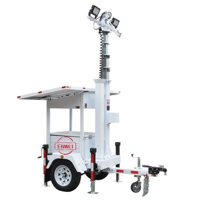 quality مقطورة أمنية متنقلة تعمل بالطاقة الشمسية صغيرة الحجم مع برج كاميرات مراقبة مزود بإضاءة LED للمستودعات factory