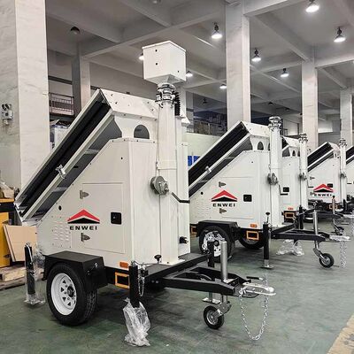 مقطورة كاميرات شمسية ذاتية التشغيل مقطورة أمان شمسية لمراقبة المخازن والخدمات اللوجستية